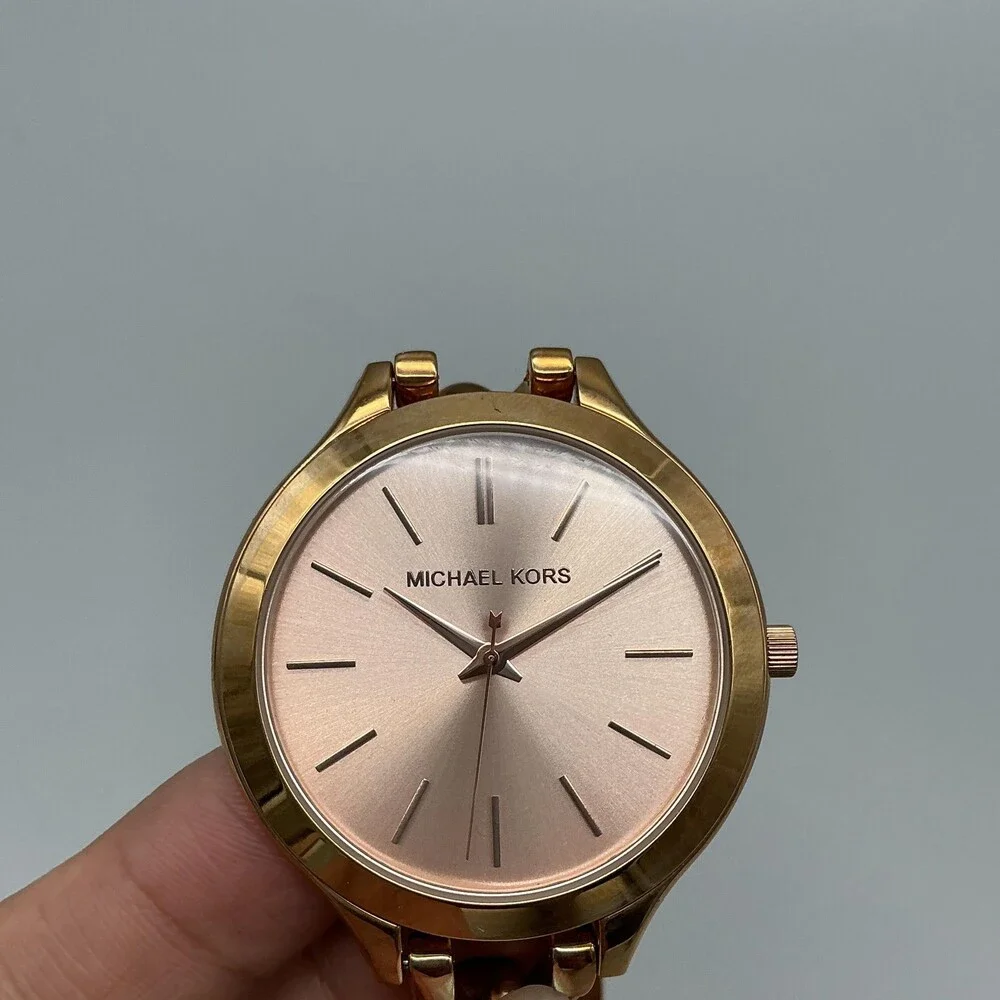 Michael Kors Runway MK-3223G Womens Watch 41mm Rose Gold Tone New Battery 8